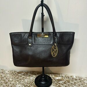 ONNA EHRLICH Black Leather MADISON Tote Satchel Handbag Purse